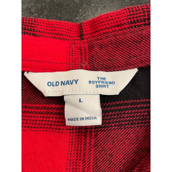 OLD NAVY Red Plaid Boyfriend Shirt / Shacket L - Picture 3 of 8
